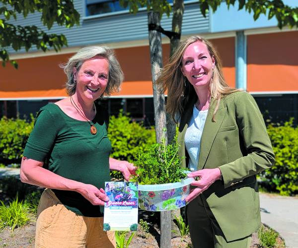 Eerste planten van nieuwe Waardplantenactie Groene Loper Losser Oldenzaal voor Wethouder Evelien Zinkweg